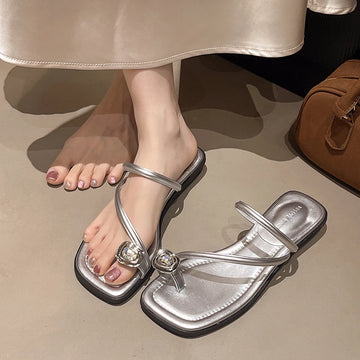 Xajzpa Rubber Flip Flops Flat Shoes Female Slippers Casual Slides Low Slipers Women Hawaiian Luxury Scandals Shoes Woman Slip